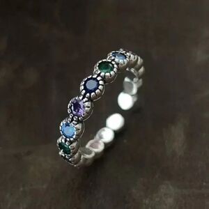 ⭐️New Retro Colorful Zircon Band Ring - Adjustable